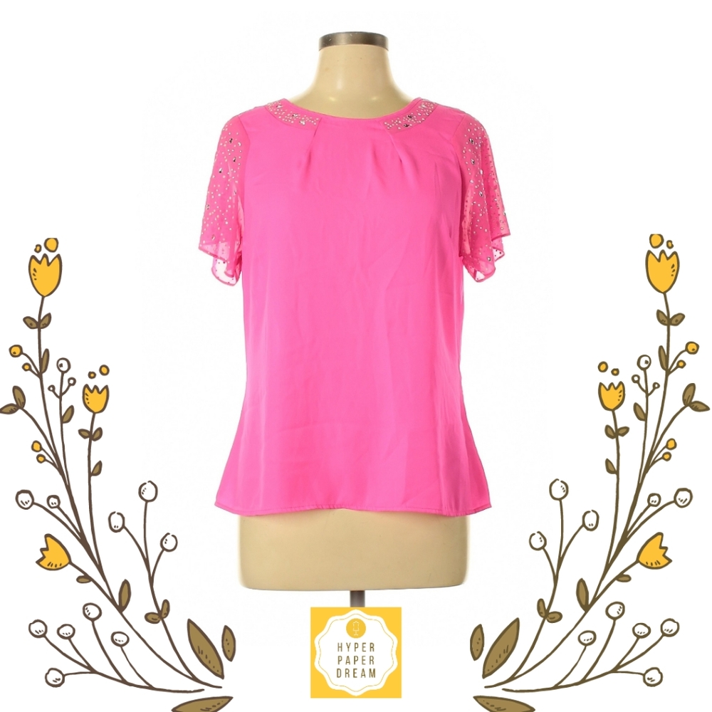 🖤3x$25 - Lulumari Bright Pink Short Sleeve Blose
